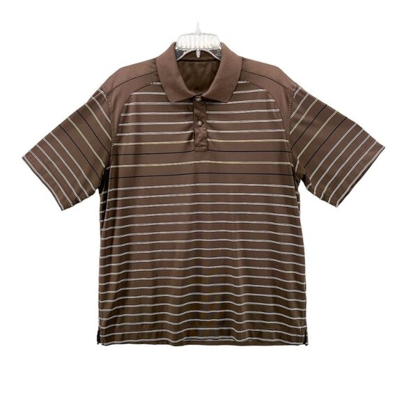 Callaway Mens Golf Polo Size XL Brown Stripe Brookside Country Club Tournament - Picture 1 of 9